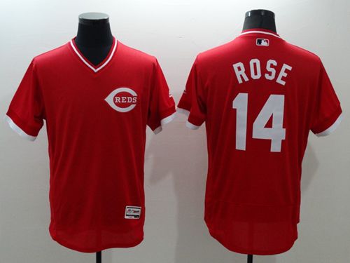 Reds #14 Pete Rose Red Flexbase Authentic Collection Cooperstown Stitched MLB Jersey - Click Image to Close
